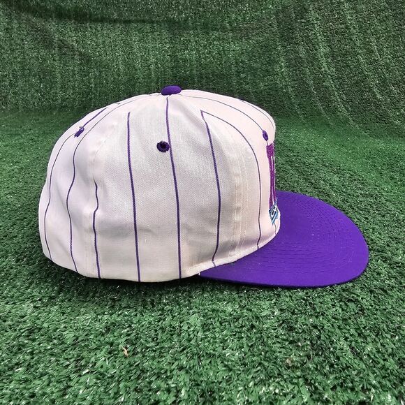 Vintage Reba McEntire On Tour Striped Hat SnapBack White & Purple Vtg 90s Cap - Picture 5 of 9